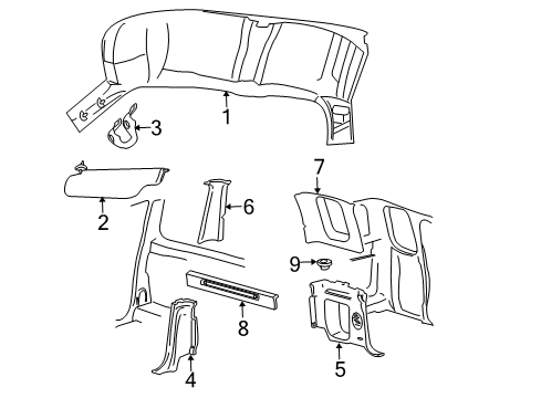 1999 Ford F-150 Interior Trim - Cab Diagram