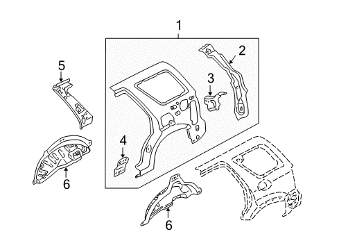 2007 Ford Escape Inner Structure - Quarter Panel Diagram