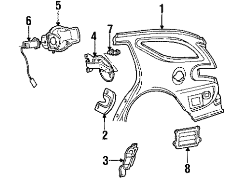 1997 Ford Taurus Panel - Body Side - Rear Diagram for YF1Z-7427841-AA