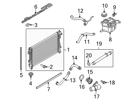 2011 Lincoln MKS Radiator & Components Diagram