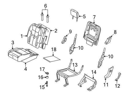 2008 Ford Explorer Sport Trac Support - Rear Seat Cushion Diagram for 6L2Z-78606A51-FA