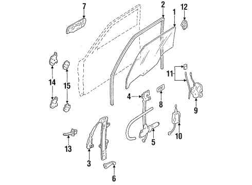 1995 Ford Escort Regulator Assembly Diagram for F1CZ5823201B