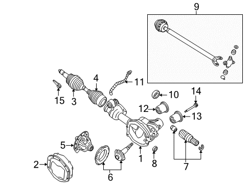 2002 Ford Explorer Carrier & Front Axles Diagram