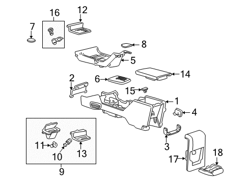 2004 Mercury Mountaineer Front Console, Rear Console Diagram