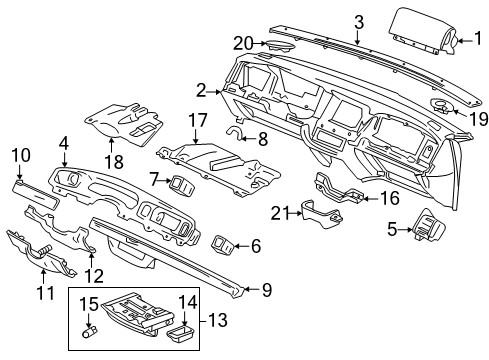 2006 Ford Crown Victoria Louvre Assembly - Vent Air Diagram for 6W7Z-54046A77-AA