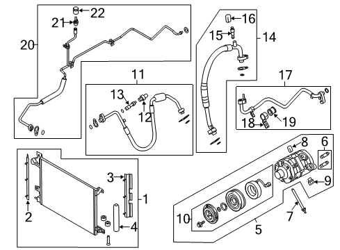 2014 Ford Mustang A/C Condenser, Compressor & Lines Diagram