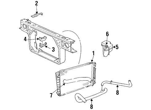 1992 Ford Crown Victoria Radiator & Components Diagram