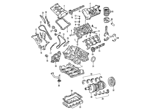 2002 Mercury Cougar Piston And Connecting Rod Assy Diagram for 8S7Z-6100-A