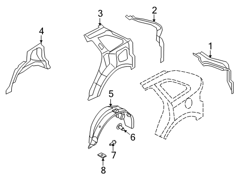 2007 Lincoln MKX Inner Structure - Quarter Panel Diagram