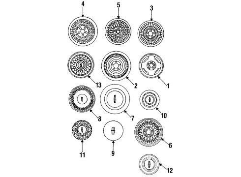 1994 Lincoln Town Car Wheels, Covers & Trim Diagram