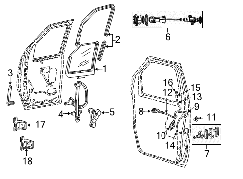 1996 Ford E-350 Econoline Front Door, Body Diagram