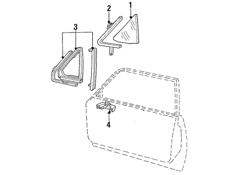 1985 Mercury Marquis Front Door Glass & Hardware Diagram 4 - Thumbnail