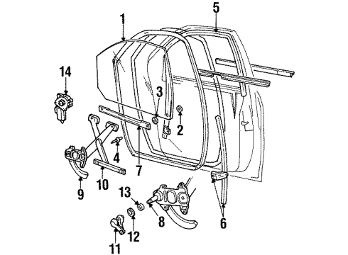 1997 Ford Windstar Front Door - Glass & Hardware Diagram