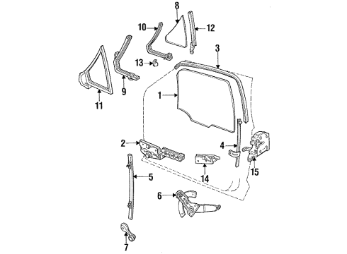 1987 Ford Ranger Door Glass & Hardware Diagram