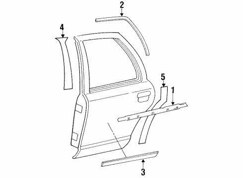 1996 Mercury Grand Marquis Exterior Trim - Rear Door Diagram