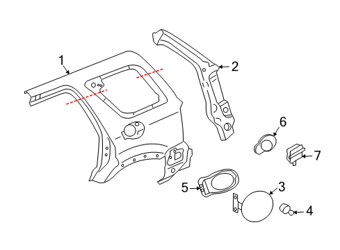 2010 Mercury Mariner Quarter Panel & Components Diagram