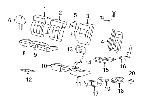 2006 Ford F-150 Head Rest Assembly Diagram for 7L3Z-18611A08-AG