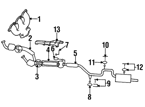 1993 Mercury Sable Exhaust Manifold Assembly Diagram for F48Z9431E