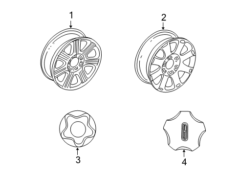 2004 Lincoln Navigator Wheels, Covers & Trim Diagram