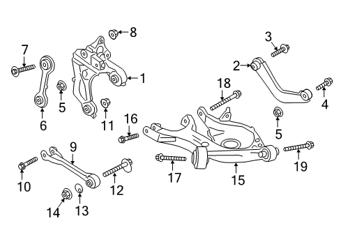 2018 Lincoln Continental Rear Suspension Components, Lower Control Arm, Upper Control Arm, Stabilizer Bar Diagram