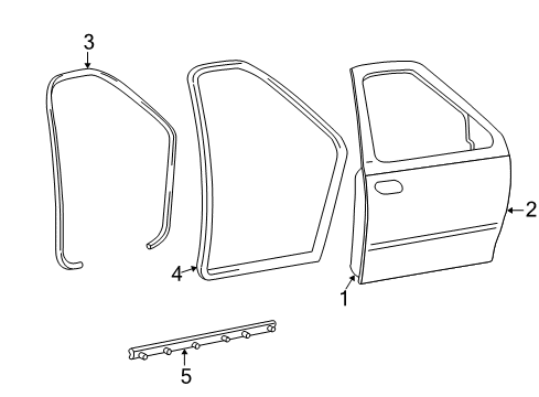 2002 Ford F-150 Front Door & Components, Exterior Trim, Body Diagram 2 - Thumbnail