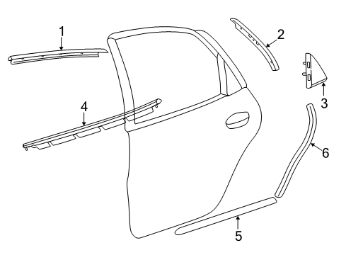 2007 Ford Taurus Moulding - Door Outside Diagram for 2F4Z-5425556-CAPTM