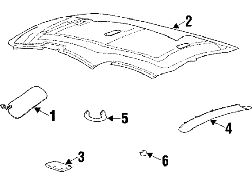 1998 Mercury Sable Interior Trim - Roof Diagram