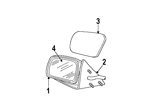 1997 Mercury Grand Marquis Mirror Assy - Rear View Outer Diagram for F7AZ-17682-BA