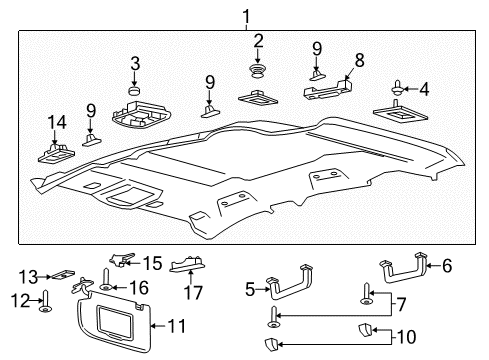 2018 Lincoln MKC Headlining - Roof Diagram for EJ7Z-7851916-KC