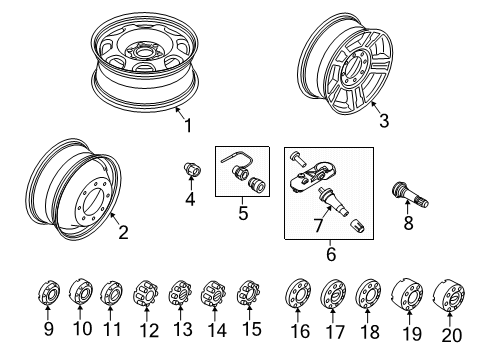 2018 Ford F-350 Super Duty Wheel Assembly Diagram for BC3Z-1015-CCP