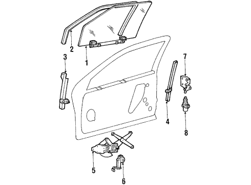 1987 Mercury Cougar Front Door, Body Diagram