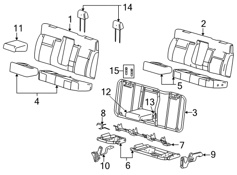 2007 Lincoln Mark LT Head Rest Assembly Diagram for 5L3Z-18611A08-AB