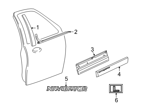 2007 Lincoln Navigator Exterior Trim - Front Door Diagram