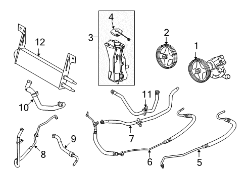 2008 Ford F-350 Super Duty P/S Pump & Hoses, Steering Gear & Linkage Diagram