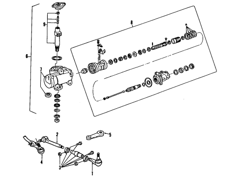 1985 Ford Bronco II P/S Pump & Hoses, Steering Gear & Linkage Diagram