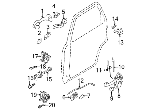 2010 Mercury Mariner Rear Door - Lock & Hardware Diagram