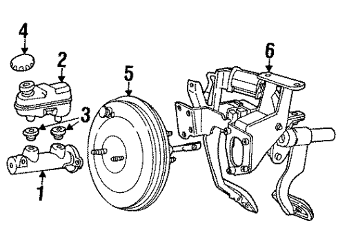 2001 Lincoln Town Car Pedal Assembly - Brake Diagram for 1W1Z-2455-BB