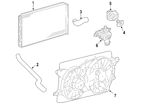 2004 Mercury Monterey Cooling System, Radiator, Water Pump, Cooling Fan Diagram