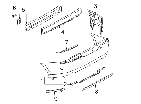 2003 Lincoln LS Bumper Assembly - Rear Diagram for 6W4Z-17906-A