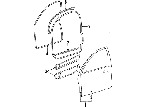 1998 Ford Taurus Seal - Door Front And Rear Diagram for F6DZ-5420557-BC