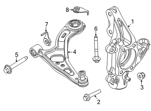 2023 Ford Mustang Mach-E Front Suspension, Control Arm, Ride Control, Stabilizer Bar Diagram 2 - Thumbnail