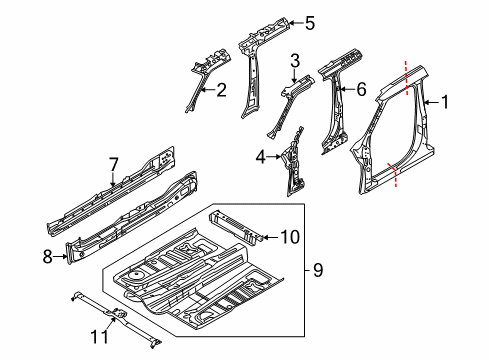 2018 Ford Flex Panel Assembly - "B" Pillar - Inner Diagram for AA8Z-7424300-A