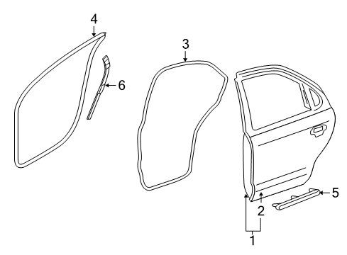 2009 Ford Taurus X Rear Door, Body Diagram