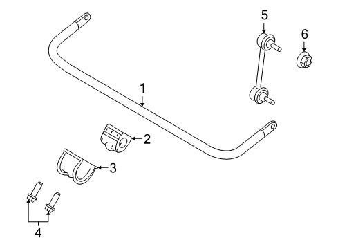 2010 Ford Transit Connect Stabilizer Bar & Components - Rear Diagram