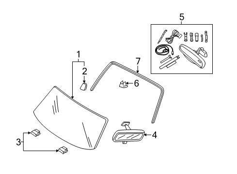 2009 Ford Escape Windshield Glass, Reveal Moldings Diagram