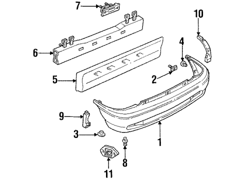 1996 Ford Aspire Bumper Assembly Rear Diagram for F4BZ17K835A