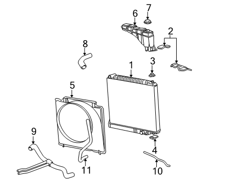 2001 Ford Excursion Tank Assembly - Radiator Overflow Diagram for 2C3Z-8A080-AA