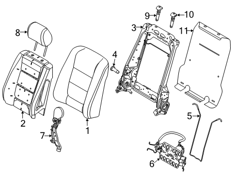 2016 Ford Explorer Head Rest Assembly Diagram for FB5Z-78611A08-AA