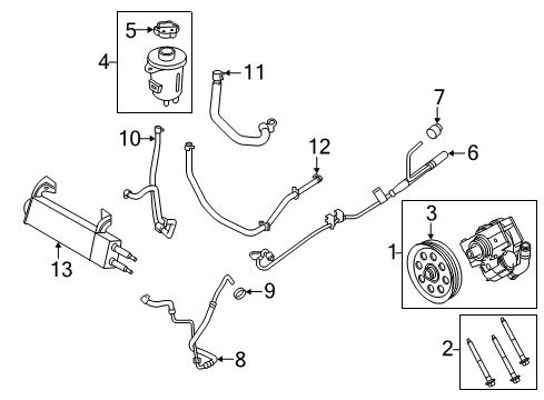 2017 Ford F-250 Super Duty P/S Pump & Hoses, Steering Gear & Linkage Diagram