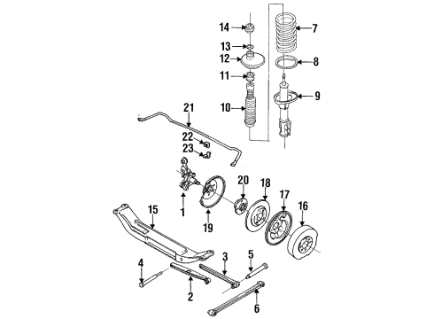 1991 Mercury Tracer Hub Assembly - Wheel Diagram for F1CZ-1104-A